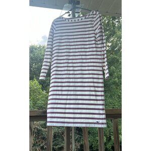 Vineyard Vines Women’s Dress Size Small White And Pink Striped Long Sleeve